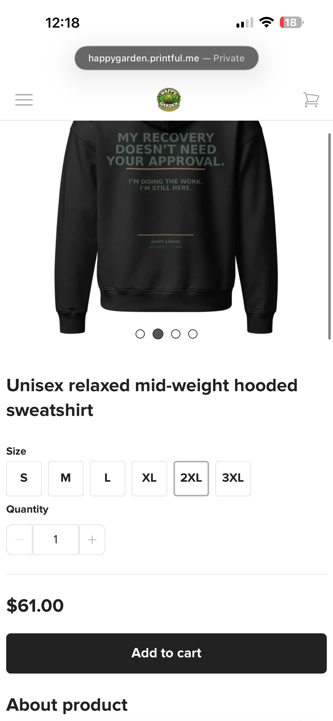 Black relaxed hoodie reading My Recovery Doesn’t Need Your Approval